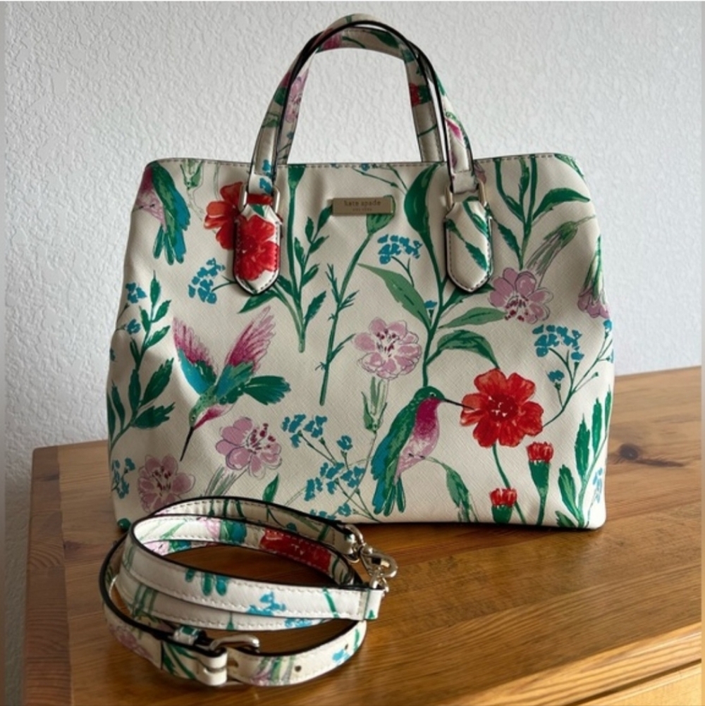 🔥LOW START🔥Kate Spade RARE Evangelie Laural Way Hummingbird & Floral Bag - Picture 3 of 16
